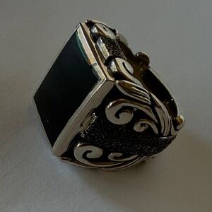 King Baby Studio Sterling Silver and Onyx Men's Ring size 11